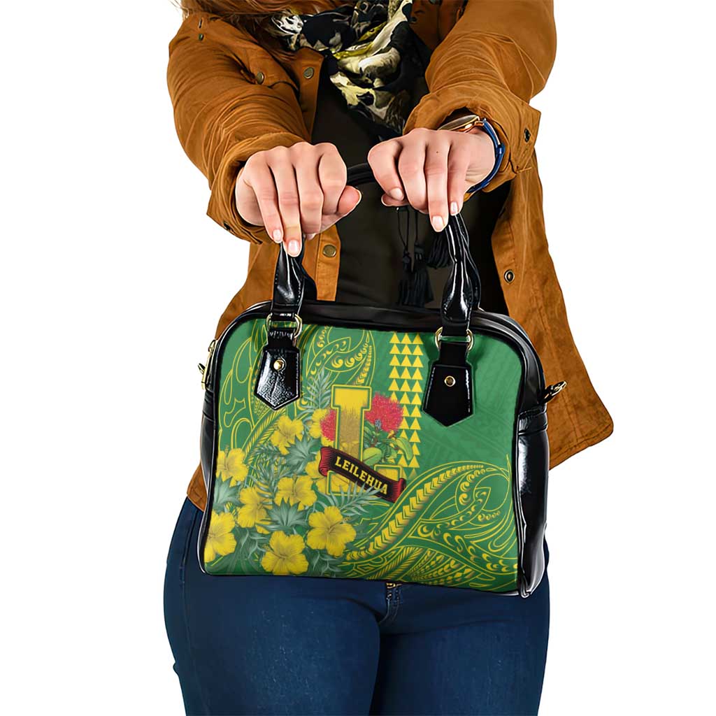 Hawaii Leilehua High School Shoulder Handbag Tribal Tattoo With Hibiscus Flowers