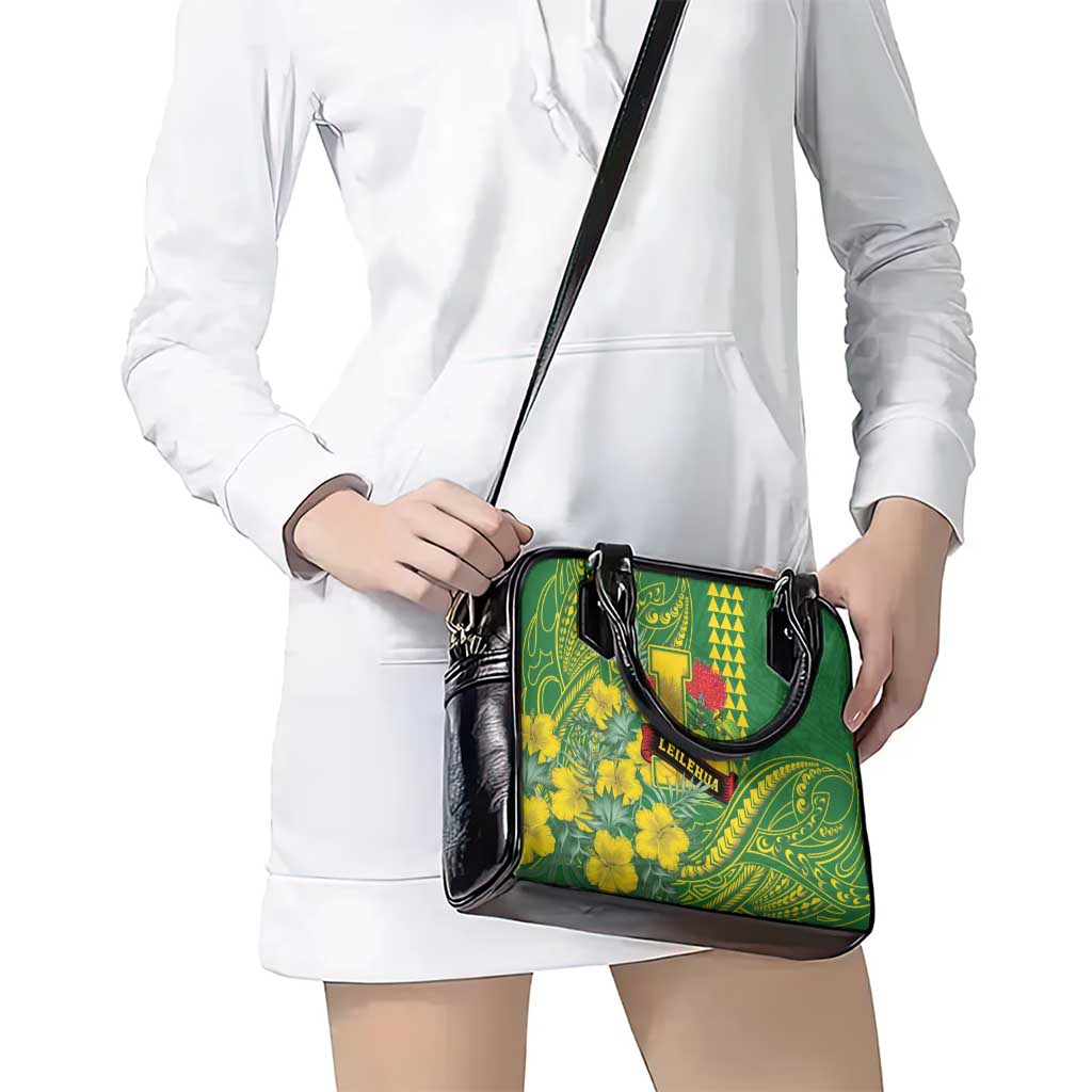 Hawaii Leilehua High School Shoulder Handbag Tribal Tattoo With Hibiscus Flowers