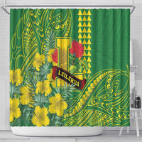 Hawaii Leilehua High School Shower Curtain Tribal Tattoo With Hibiscus Flowers
