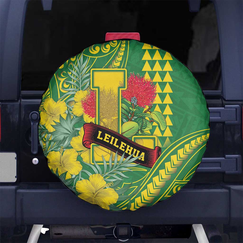 Hawaii Leilehua High School Spare Tire Cover Tribal Tattoo With Hibiscus Flowers
