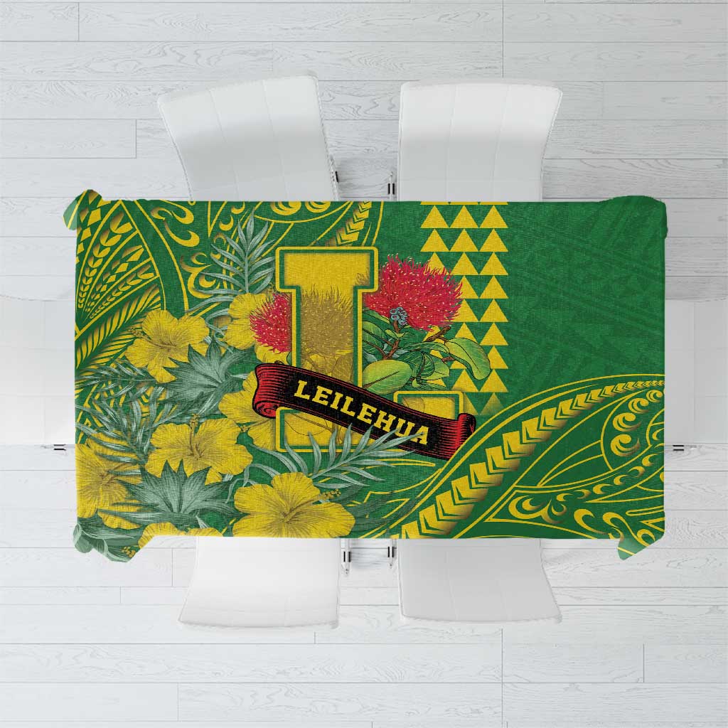 Hawaii Leilehua High School Tablecloth Tribal Tattoo With Hibiscus Flowers