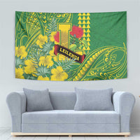Hawaii Leilehua High School Tapestry Tribal Tattoo With Hibiscus Flowers