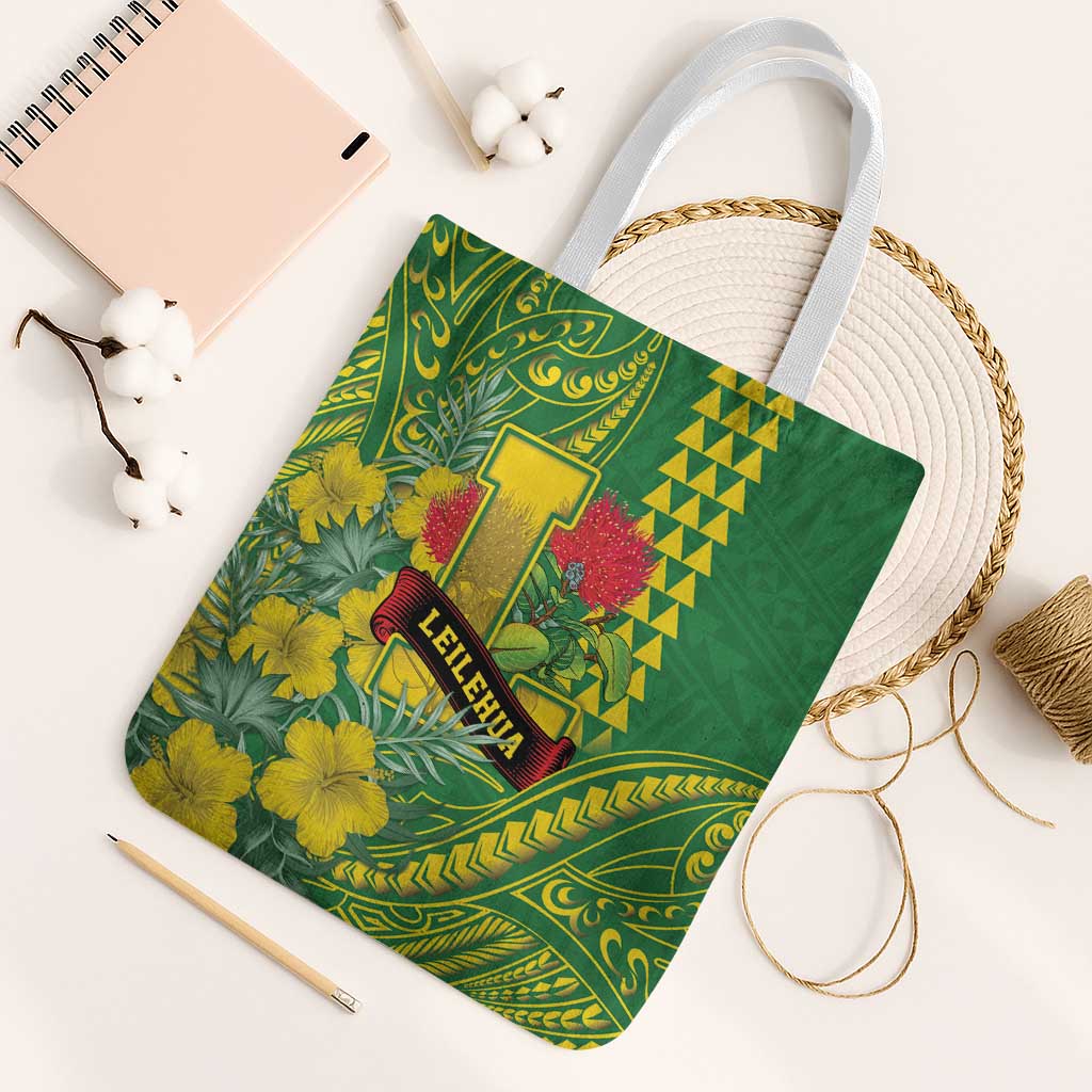 Hawaii Leilehua High School Tote Bag Tribal Tattoo With Hibiscus Flowers