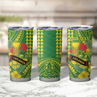 Personalised Hawaii Leilehua High School Tumbler Cup Tribal Tattoo With Hibiscus Flowers