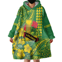 Personalised Hawaii Leilehua High School Wearable Blanket Hoodie Tribal Tattoo With Hibiscus Flowers LT05 - Polynesian Pride