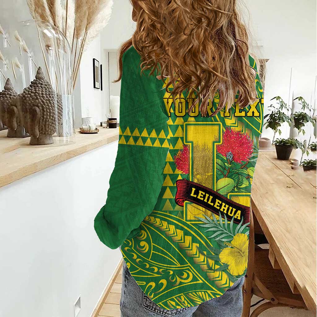 Personalised Hawaii Leilehua High School Women Casual Shirt Tribal Tattoo With Hibiscus Flowers LT05 - Polynesian Pride