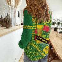 Personalised Hawaii Leilehua High School Women Casual Shirt Tribal Tattoo With Hibiscus Flowers LT05 - Polynesian Pride