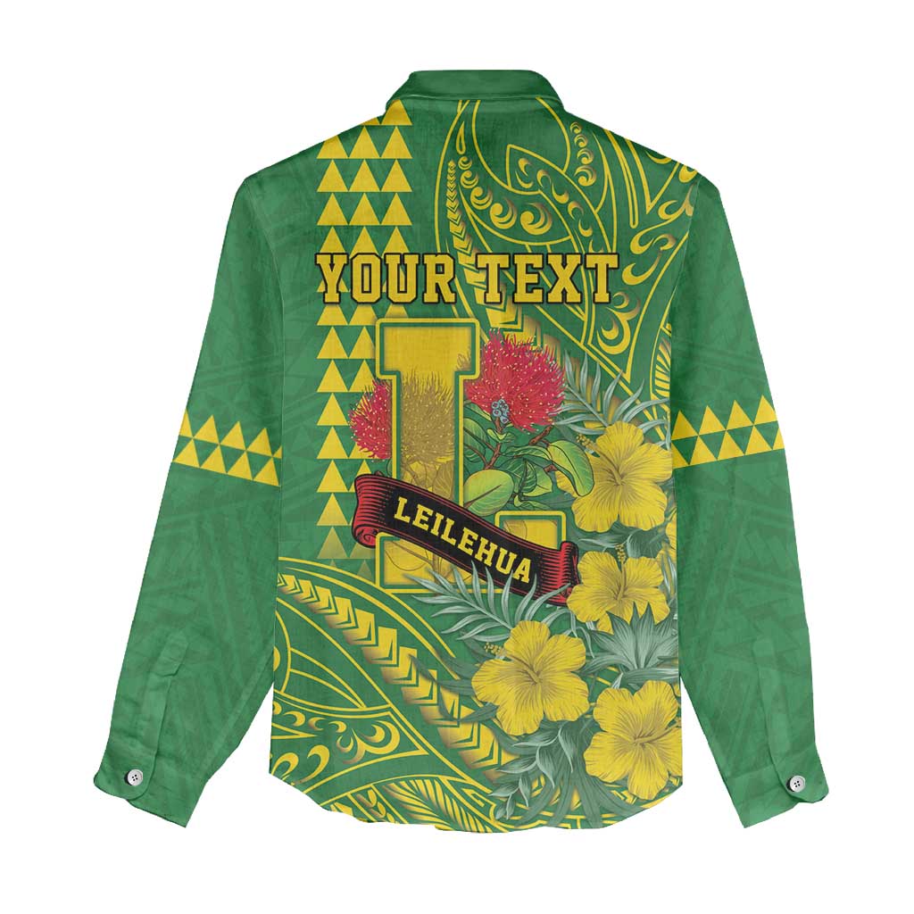 Personalised Hawaii Leilehua High School Women Casual Shirt Tribal Tattoo With Hibiscus Flowers LT05 - Polynesian Pride
