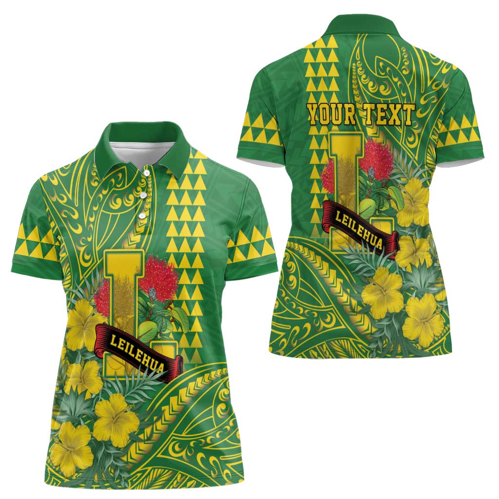 Personalised Hawaii Leilehua High School Women Polo Shirt Tribal Tattoo With Hibiscus Flowers LT05 - Polynesian Pride