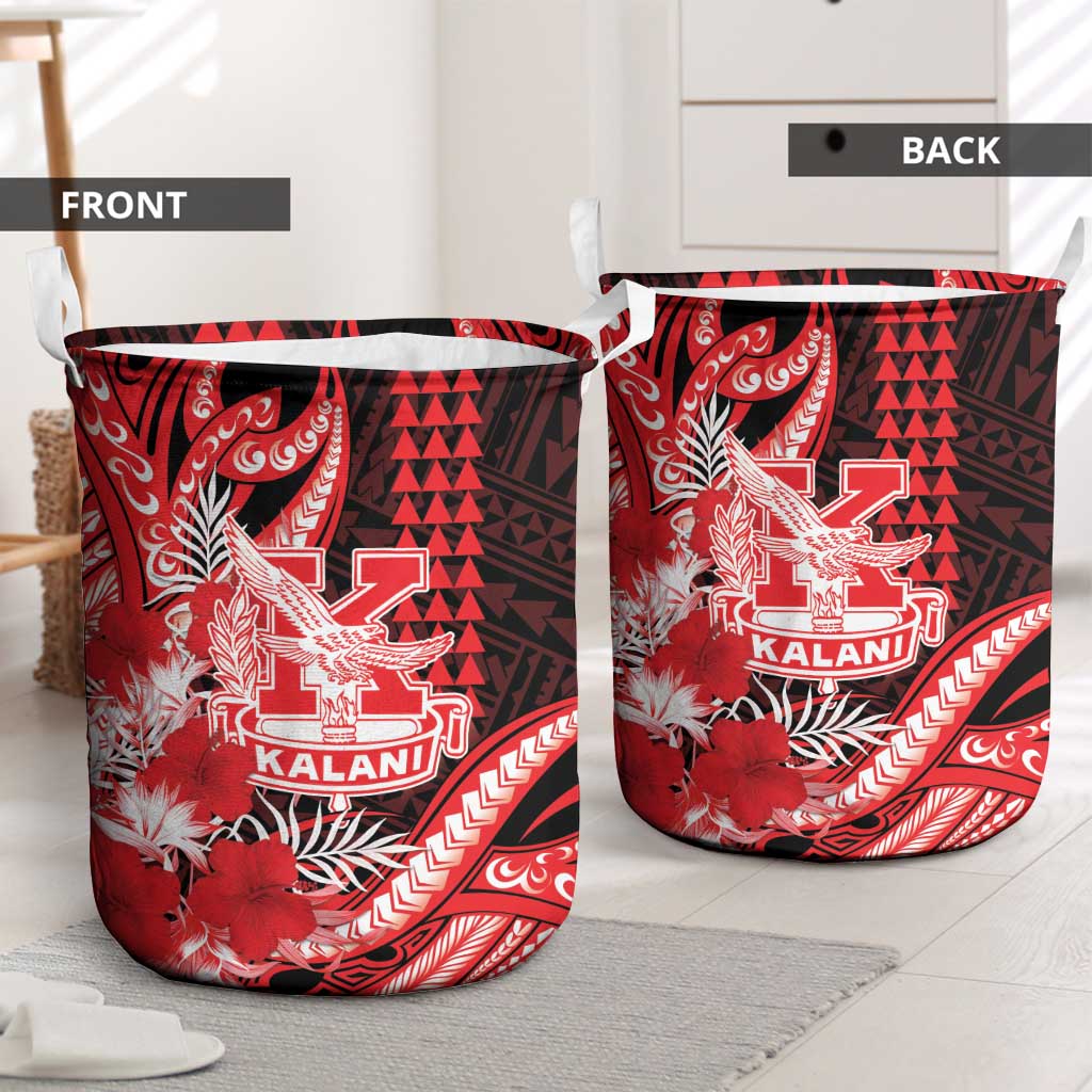 Hawaii Kalani High School Laundry Basket Tribal Tattoo With Hibiscus Flowers