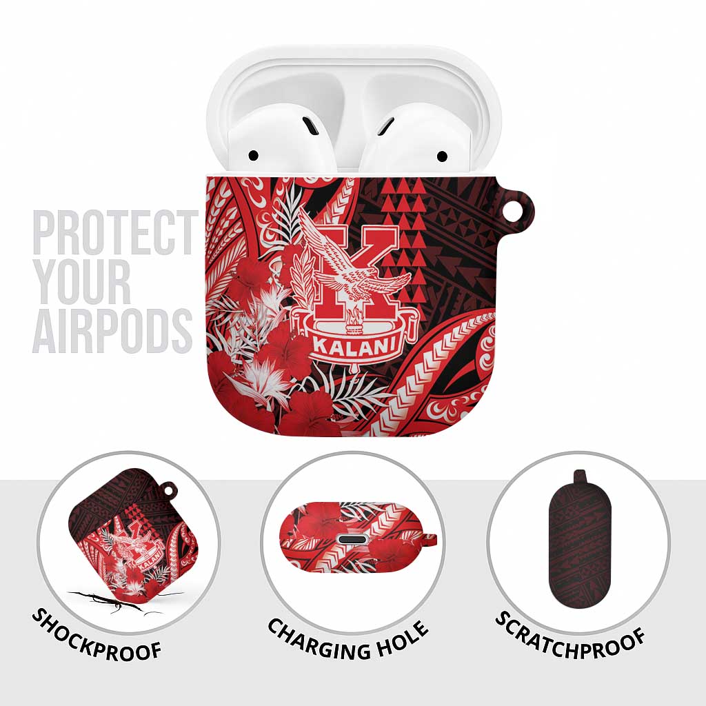 Hawaii Kalani High School AirPods Case Tribal Tattoo With Hibiscus Flowers