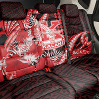 Hawaii Kalani High School Back Car Seat Cover Tribal Tattoo With Hibiscus Flowers
