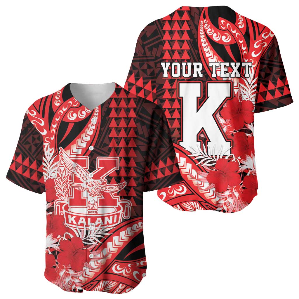 Personalised Hawaii Kalani High School Baseball Jersey Tribal Tattoo With Hibiscus Flowers