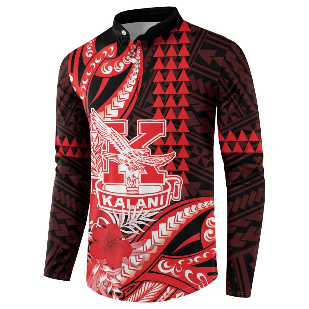 Personalised Hawaii Kalani High School Button Sweatshirt Tribal Tattoo With Hibiscus Flowers