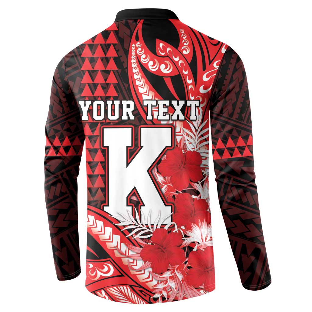Personalised Hawaii Kalani High School Button Sweatshirt Tribal Tattoo With Hibiscus Flowers