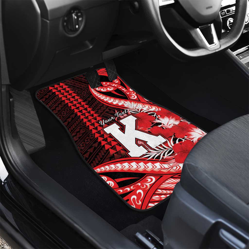 Personalised Hawaii Kalani High School Car Mats Tribal Tattoo With Hibiscus Flowers