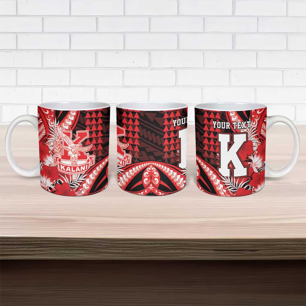 Personalised Hawaii Kalani High School Ceramic Mug Tribal Tattoo With Hibiscus Flowers