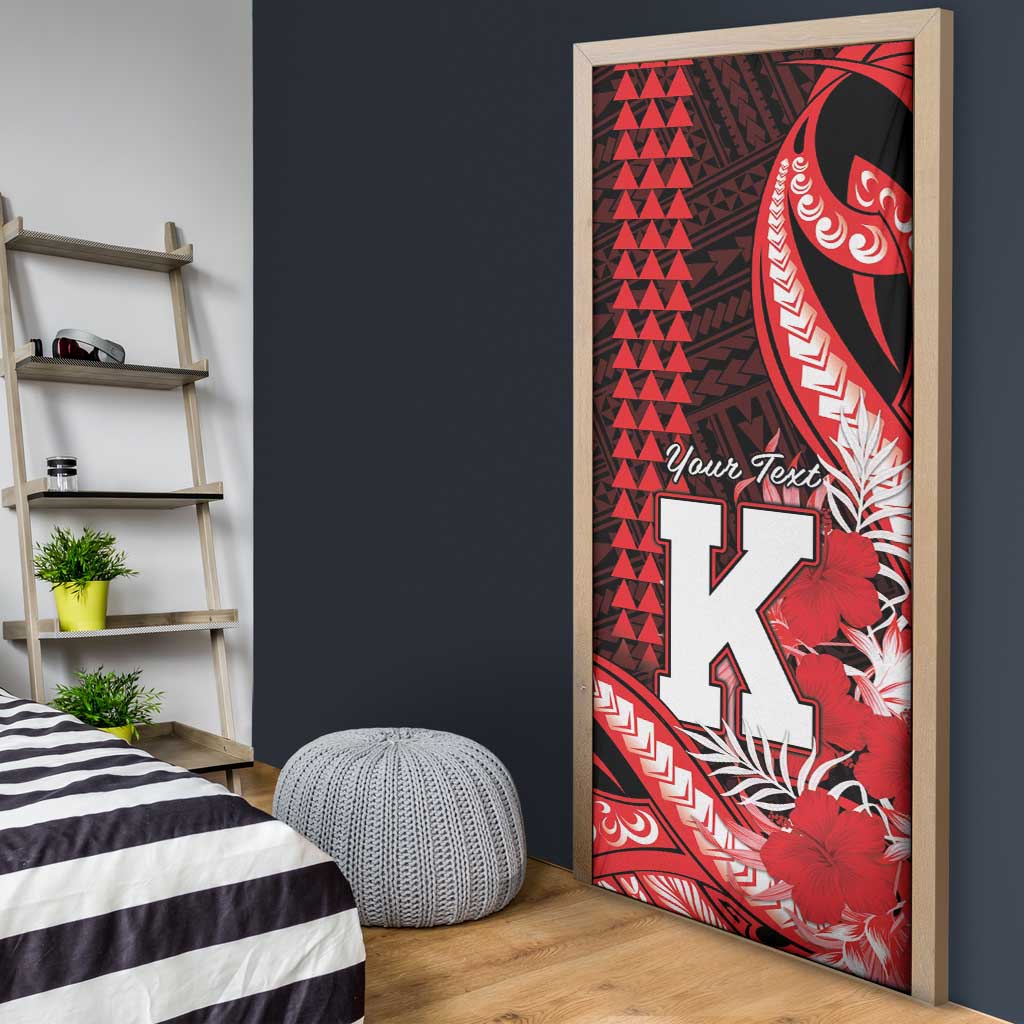 Personalised Hawaii Kalani High School Door Cover Tribal Tattoo With Hibiscus Flowers