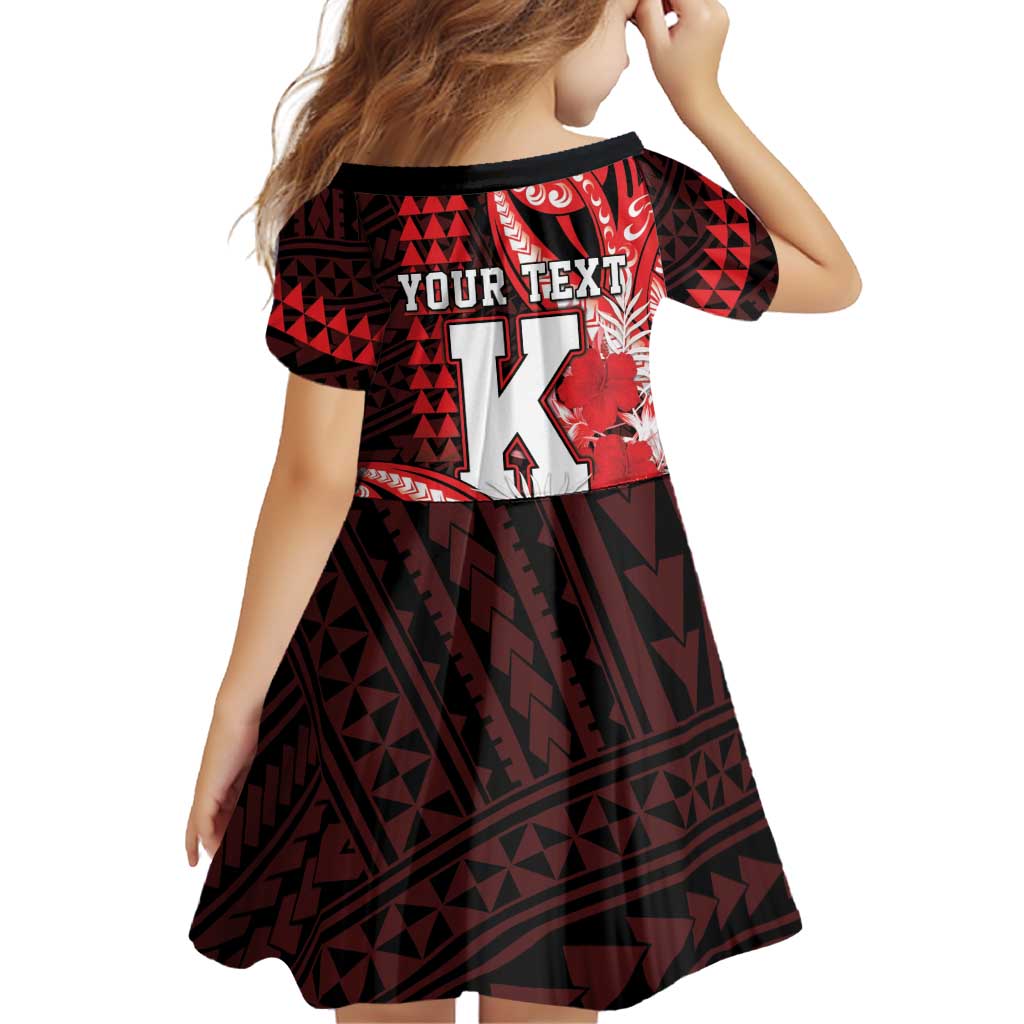 Personalised Hawaii Kalani High School Family Matching Off Shoulder Maxi Dress and Hawaiian Shirt Tribal Tattoo With Hibiscus Flowers LT05 - Polynesian Pride