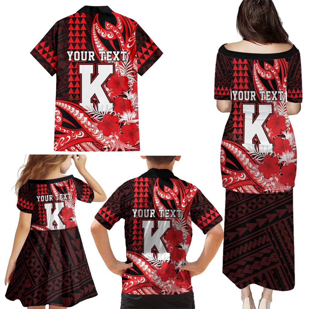 Personalised Hawaii Kalani High School Family Matching Puletasi and Hawaiian Shirt Tribal Tattoo With Hibiscus Flowers LT05 - Polynesian Pride