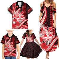 Personalised Hawaii Kalani High School Family Matching Summer Maxi Dress and Hawaiian Shirt Tribal Tattoo With Hibiscus Flowers LT05 - Polynesian Pride