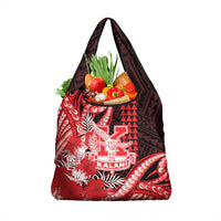 Hawaii Kalani High School Grocery Bag Tribal Tattoo With Hibiscus Flowers