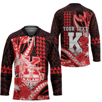 Personalised Hawaii Kalani High School Hockey Jersey Tribal Tattoo With Hibiscus Flowers