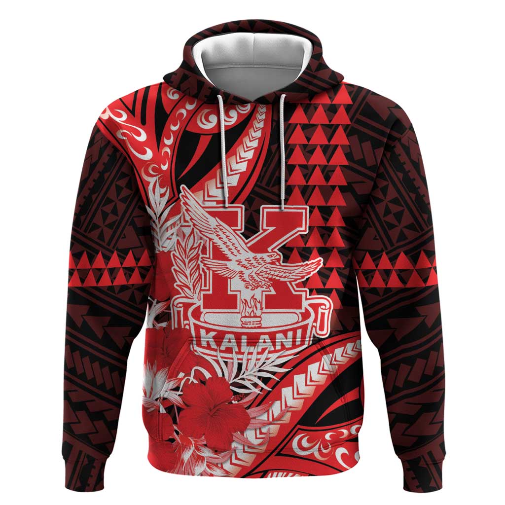 Personalised Hawaii Kalani High School Hoodie Tribal Tattoo With Hibiscus Flowers