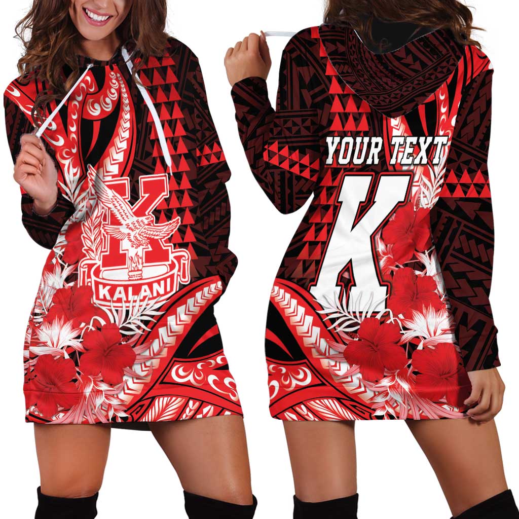 Personalised Hawaii Kalani High School Hoodie Dress Tribal Tattoo With Hibiscus Flowers LT05 - Polynesian Pride