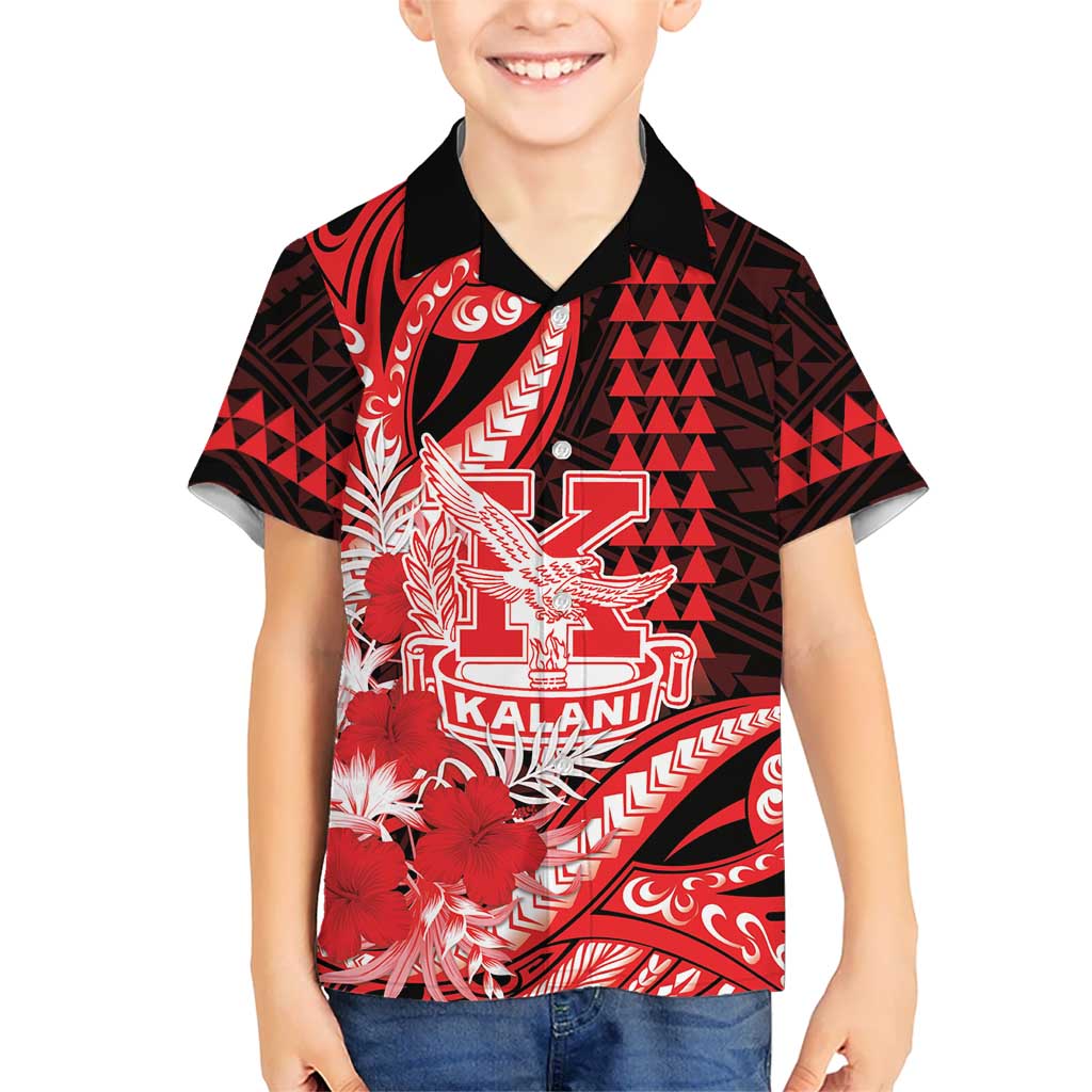 Personalised Hawaii Kalani High School Kid Hawaiian Shirt Tribal Tattoo With Hibiscus Flowers