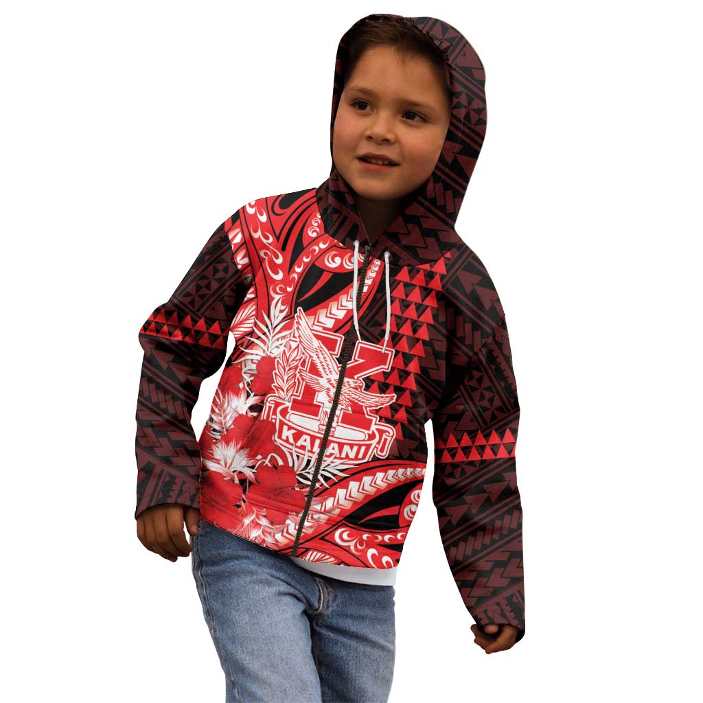 Personalised Hawaii Kalani High School Kid Hoodie Tribal Tattoo With Hibiscus Flowers