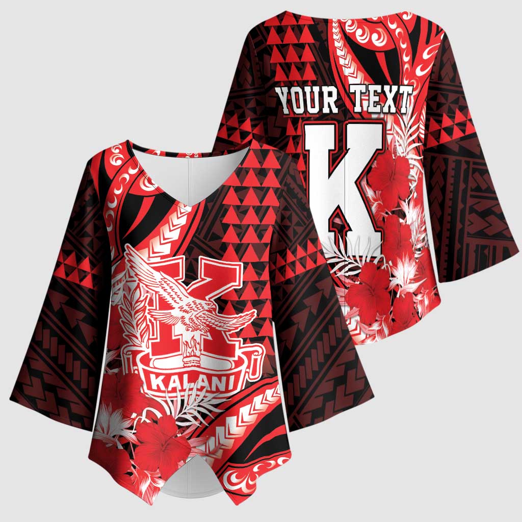 Personalised Hawaii Kalani High School Kimono Sleeve Blouse Tribal Tattoo With Hibiscus Flowers