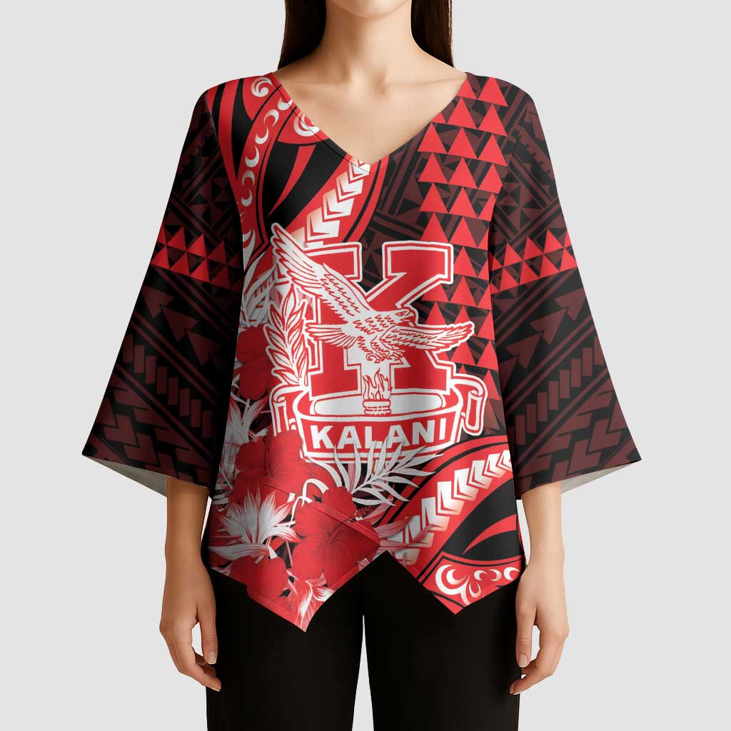 Personalised Hawaii Kalani High School Kimono Sleeve Blouse Tribal Tattoo With Hibiscus Flowers