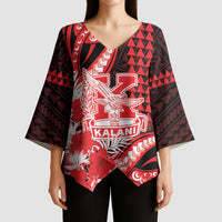 Personalised Hawaii Kalani High School Kimono Sleeve Blouse Tribal Tattoo With Hibiscus Flowers