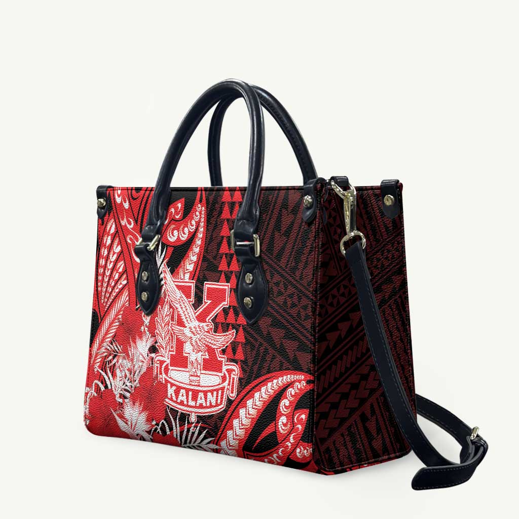 Hawaii Kalani High School Leather Bag Tribal Tattoo With Hibiscus Flowers