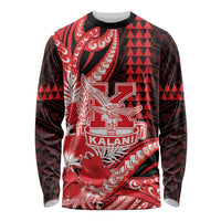 Personalised Hawaii Kalani High School Long Sleeve Shirt Tribal Tattoo With Hibiscus Flowers