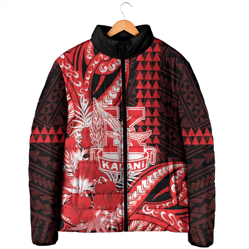 Personalised Hawaii Kalani High School Padded Jacket Tribal Tattoo With Hibiscus Flowers