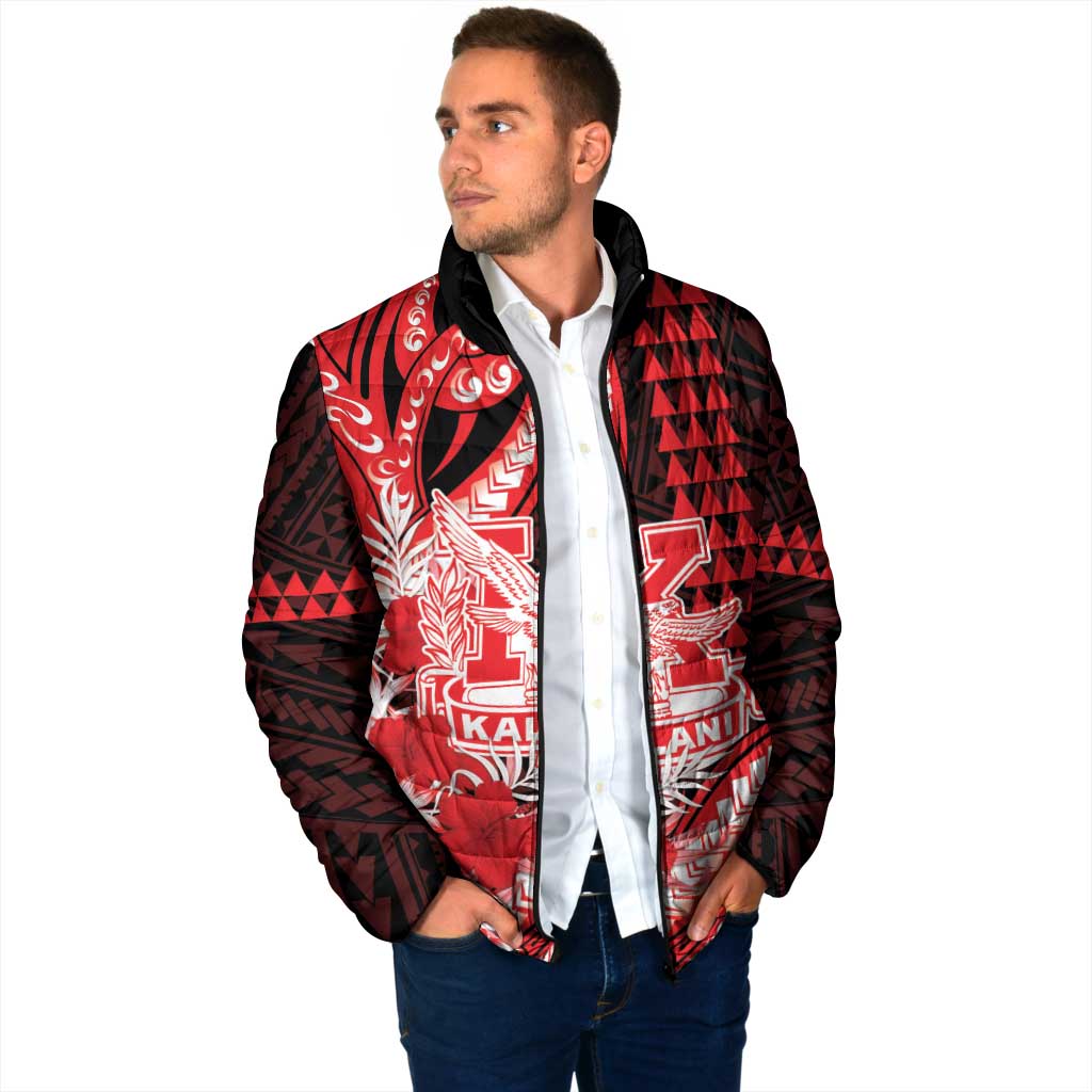 Personalised Hawaii Kalani High School Padded Jacket Tribal Tattoo With Hibiscus Flowers