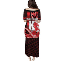 Personalised Hawaii Kalani High School Puletasi Tribal Tattoo With Hibiscus Flowers