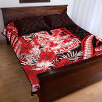 Hawaii Kalani High School Quilt Bed Set Tribal Tattoo With Hibiscus Flowers