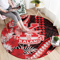 Hawaii Kalani High School Round Carpet Tribal Tattoo With Hibiscus Flowers