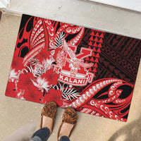 Hawaii Kalani High School Rubber Doormat Tribal Tattoo With Hibiscus Flowers