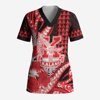 Personalised Hawaii Kalani High School Scrub Top Tribal Tattoo With Hibiscus Flowers