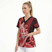 Personalised Hawaii Kalani High School Scrub Top Tribal Tattoo With Hibiscus Flowers