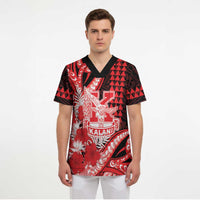Personalised Hawaii Kalani High School Scrub Top Tribal Tattoo With Hibiscus Flowers