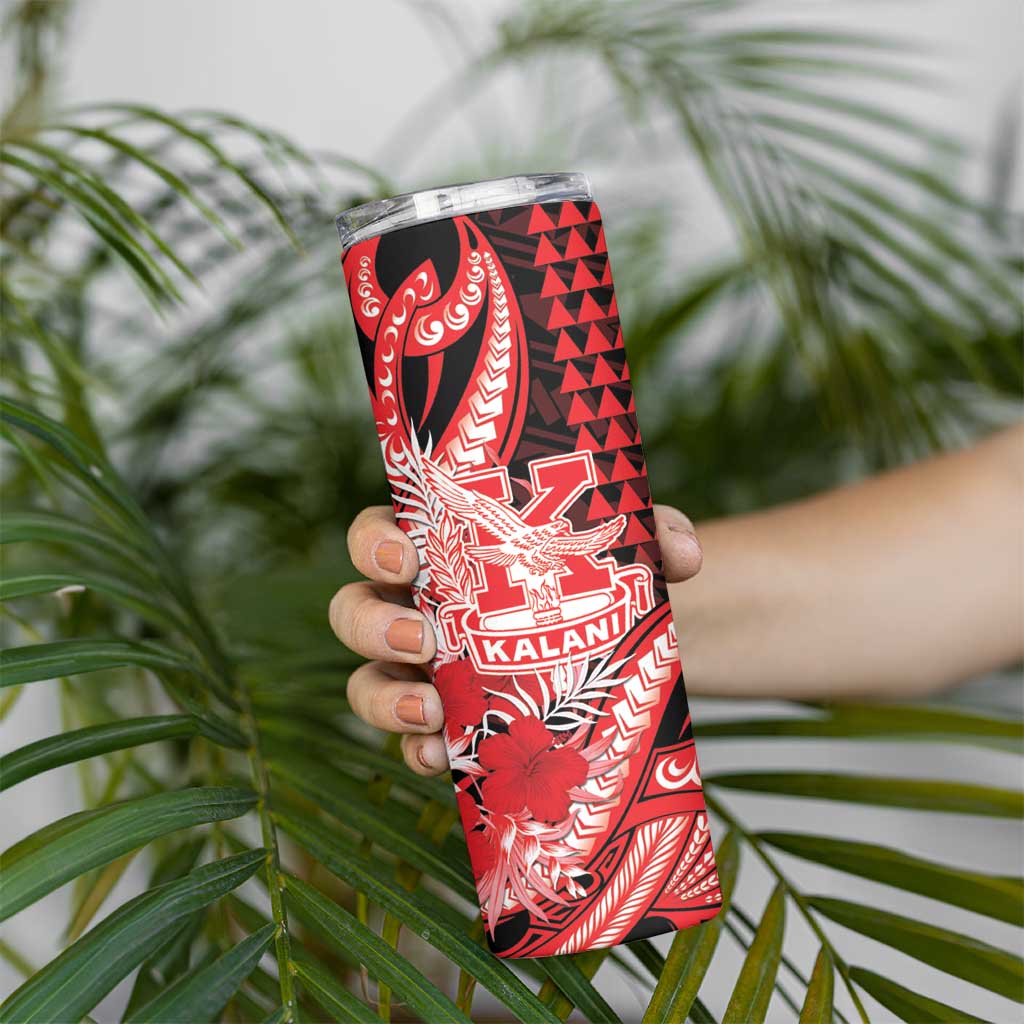 Personalised Hawaii Kalani High School Skinny Tumbler Tribal Tattoo With Hibiscus Flowers LT05 - Polynesian Pride