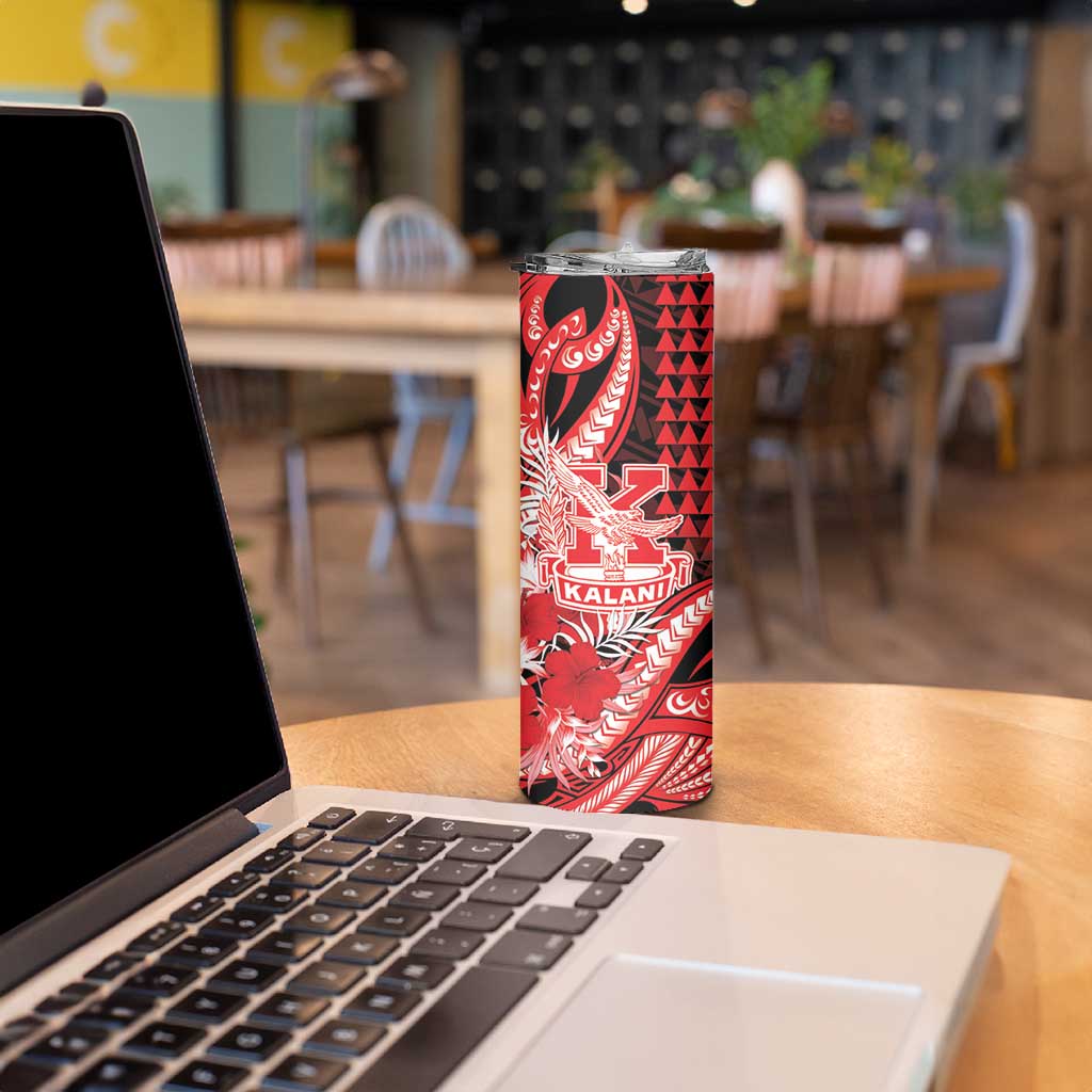 Personalised Hawaii Kalani High School Skinny Tumbler Tribal Tattoo With Hibiscus Flowers LT05 - Polynesian Pride