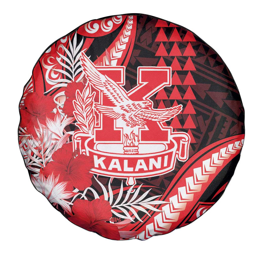 Hawaii Kalani High School Spare Tire Cover Tribal Tattoo With Hibiscus Flowers