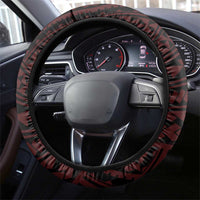 Hawaii Kalani High School Steering Wheel Cover Tribal Tattoo With Hibiscus Flowers