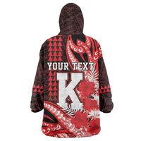 Personalised Hawaii Kalani High School Wearable Blanket Hoodie Tribal Tattoo With Hibiscus Flowers